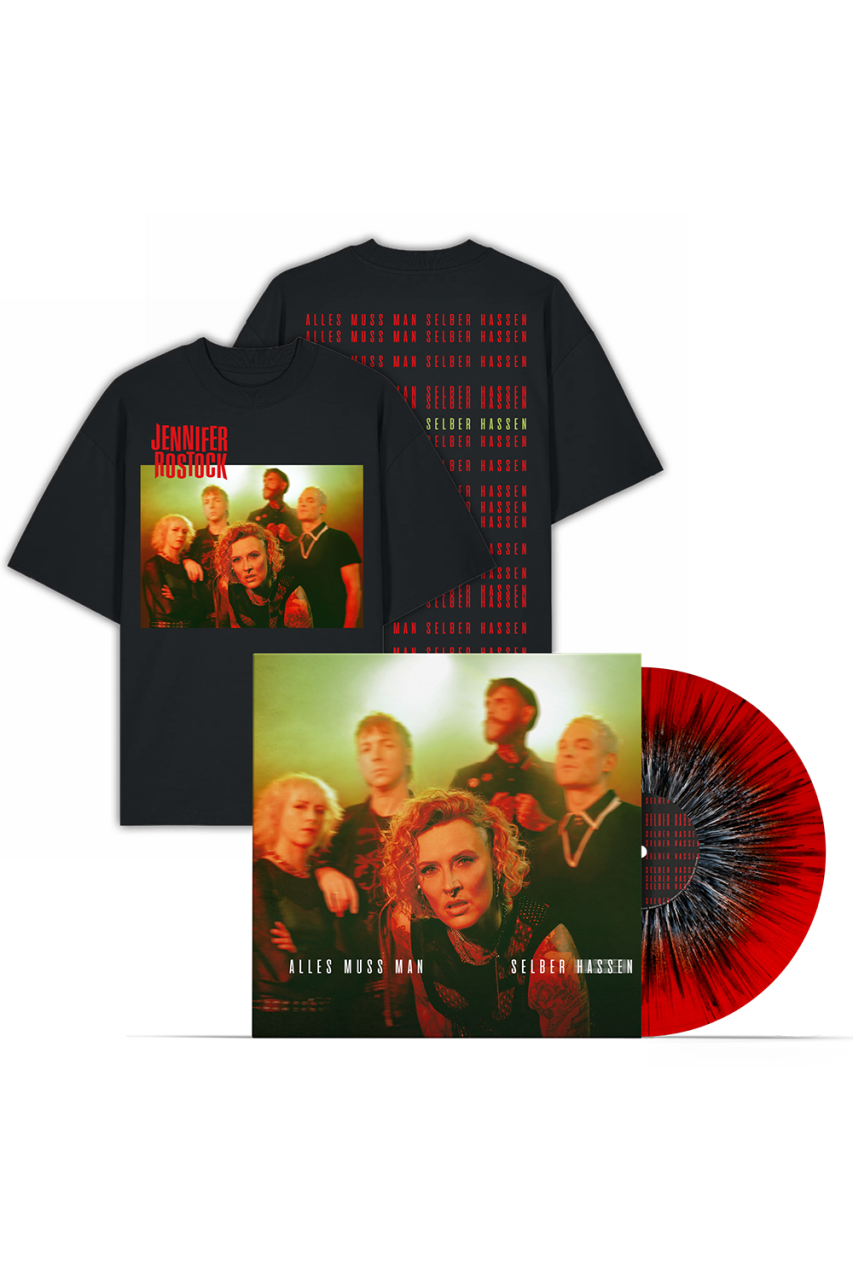 Bundle: LP (Splatter) + T-Shirt - "ALLES MUSS MAN SELBER HASSEN" - handsigniert