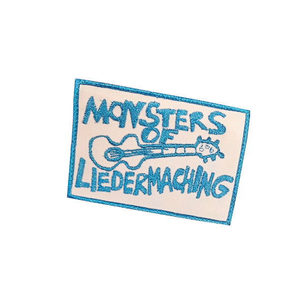 Aufnäher - Logo Gitarre, weiss/blau