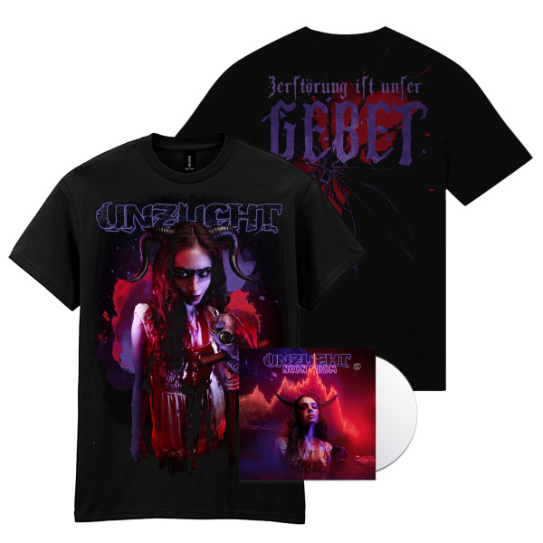 Bundle - CD – Neon Dom (Digipak) + T-Shirt "Zerstörung", schwarz - handsigniert