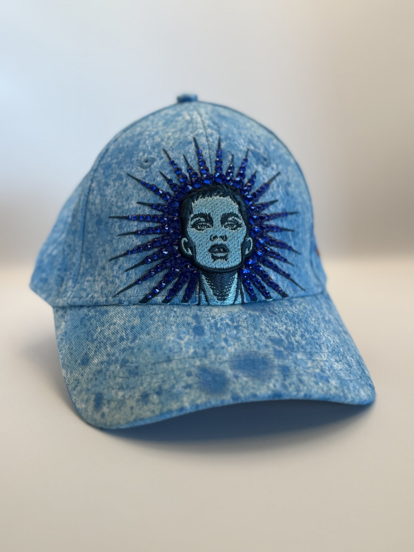 Cap "MARBLED dark crystals", blau