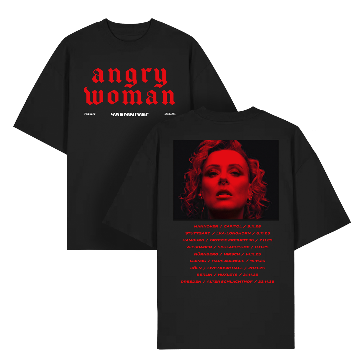 T-Shirt - Tour "angry woman" 2025, schwarz
