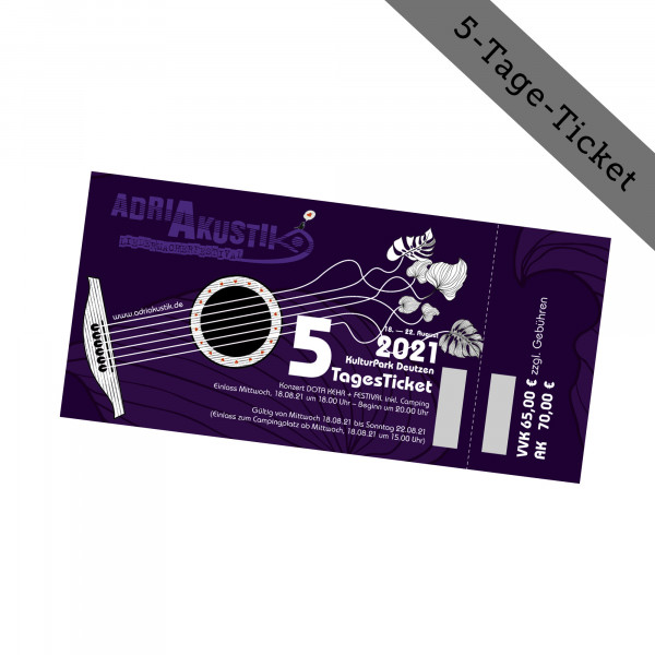 Hardticket - adriAkustik Festival - 5-Tage-Ticket 18.08. - 22.08.21 - inkl. Camping