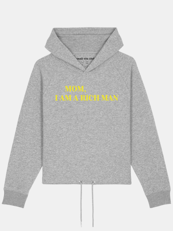 I Am A Rich Man Summer Edition cropped Hoodie (illuminating yellow print)