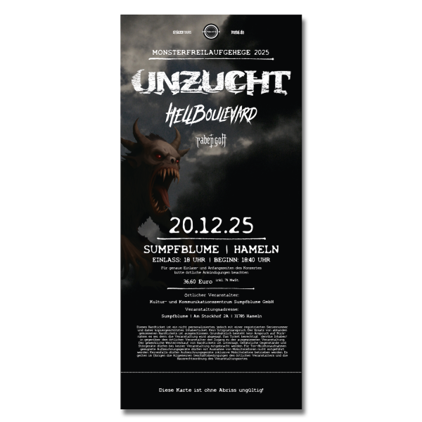 Hardticket - Monsterfreilaufgehege 2025 - Hameln 20.12.2025