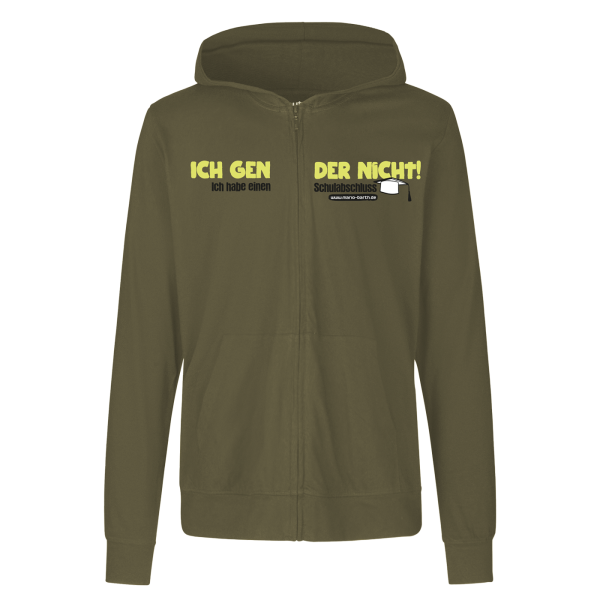 Sommer Kapuzen-Zip-Sweater (unisex) - Ich gender nicht ich habe einen Schulabschluss, olive