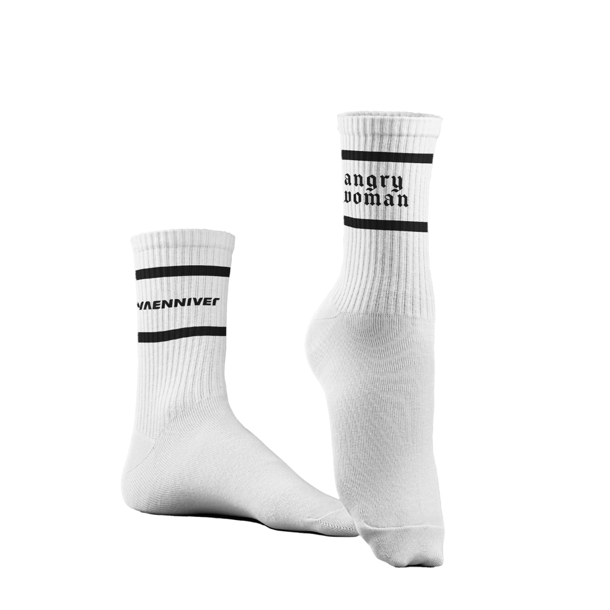 Tennissocken - "angry woman", weiß-schwarz