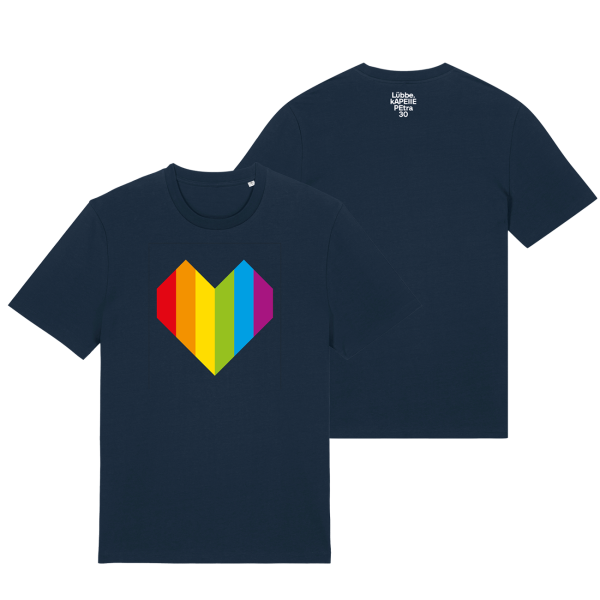 T-Shirt - Regenbogen-Herz, navy