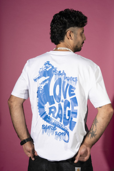 T-Shirt - Love & Rage (blue edition), weiß