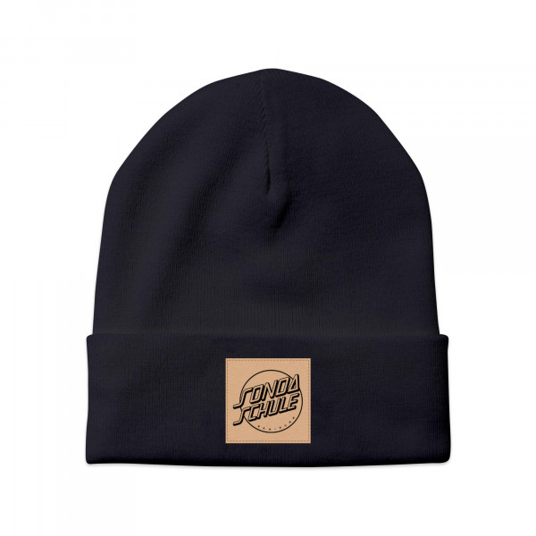 Beanie - Logo 2019, schwarz / brauner Patch