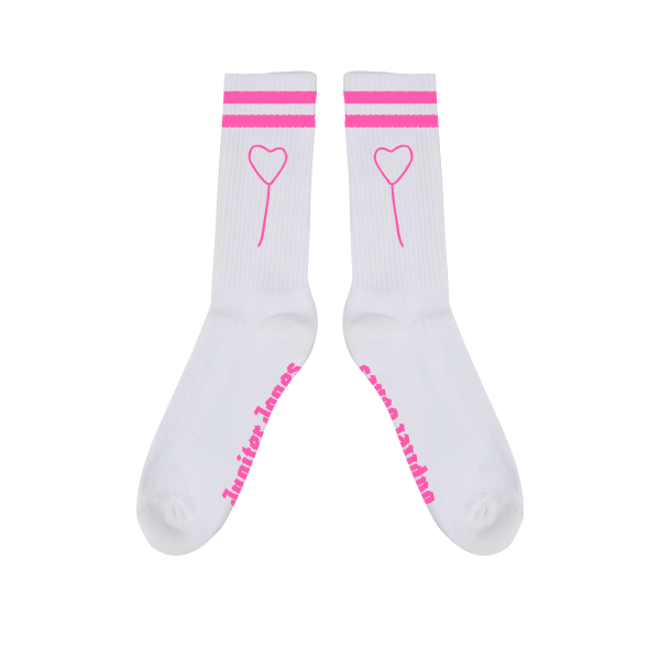 Tennissocken - Herz, weiß/pink