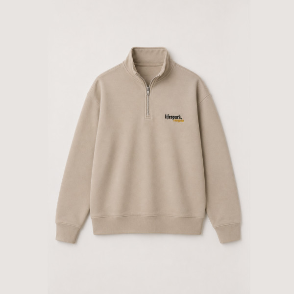 Lifespark - Half-Zip Sweater - Everglow, sand