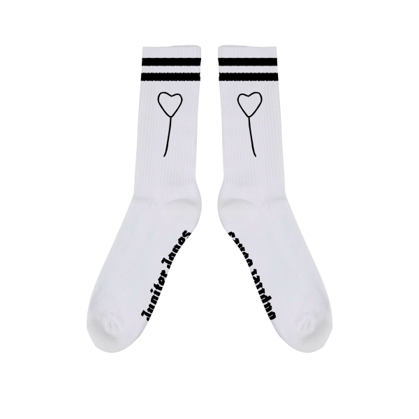 Tennissocken - Herz, weiß/schwarz
