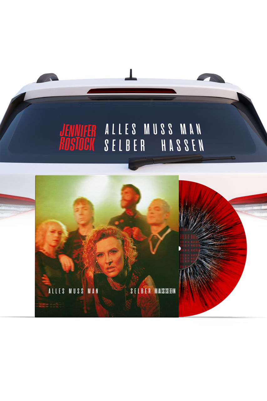 Bundle: LP (Splatter) + Heckscheibenaufkleber - "ALLES MUSS MAN SELBER HASSEN" - handsigniert
